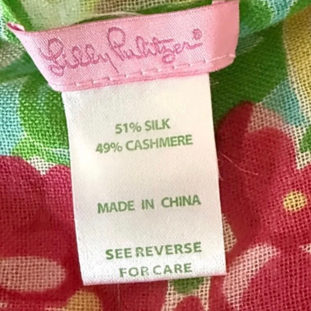Lilly Pulitzer Silk/Cashjmere Floral Fringe Murfee Scarf
